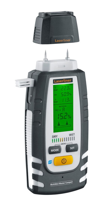 מד לחות מקצועי בסריקה ונעיצה עם ממשק בלוטוס - LASERLINER Multi Wet Master Compact Plus