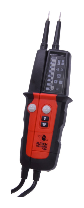 בודק מתח ורציפות מקצועי דו קוטבי עם פנס LED מובנה - FUTECH VOLT TESTER 4.6A CAT III 1000V
