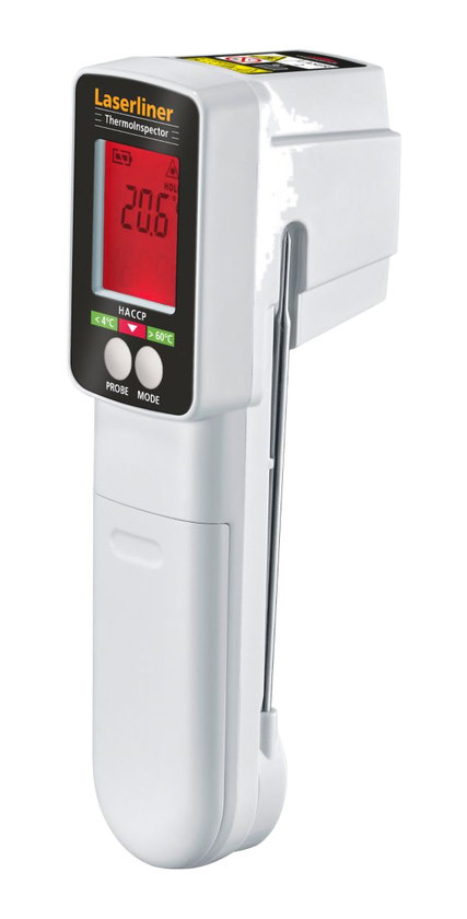 מד טמפרטורה מקצועי ThermoInspector נטען עם דוקרן נשלף וחיישן אינפרא אדום - LASERLINER ThermoInspector