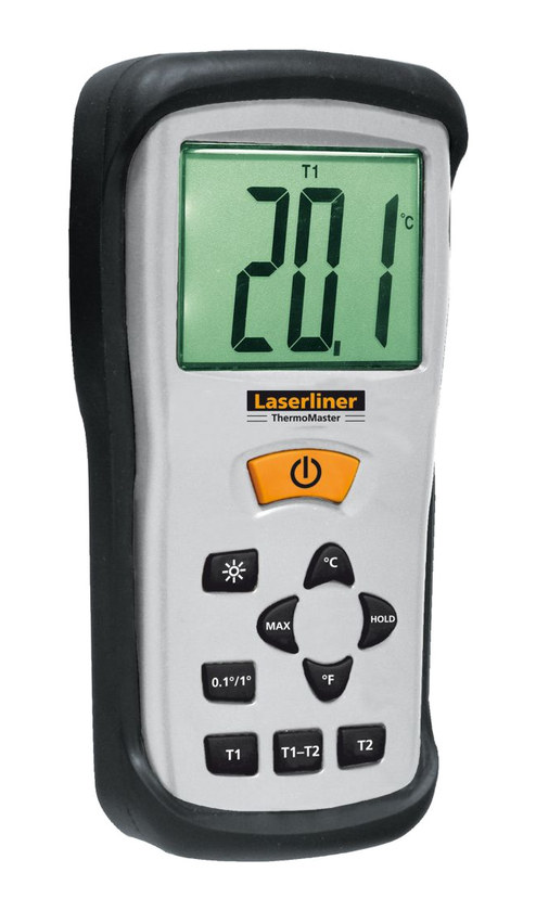 מד חום דיגיטאלי מקצועי ThermoMaster עם 2 חיישני K גמישים - LASERLINER 082.035A